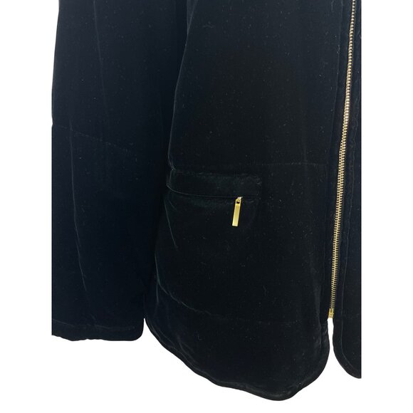 Jones New York Black Velvet Jacket W/ Collar & Gold Zippered Pockets - Picture 6 of 9